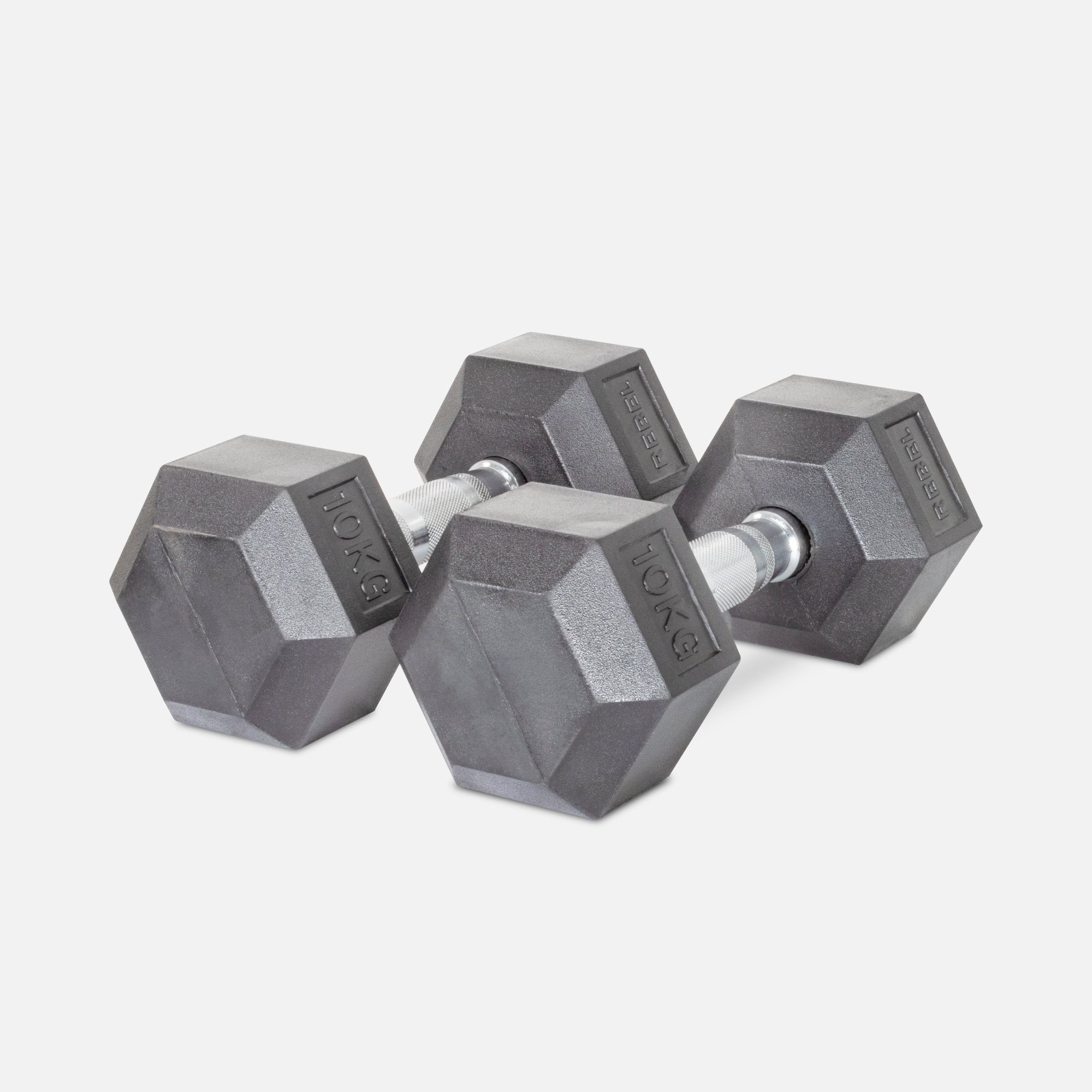 REBEL Rubber Hexagonal Dumbbells (KGs)