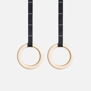 REBEL Wooden Gymnastic Rings 32mm with Carabiner Attachments