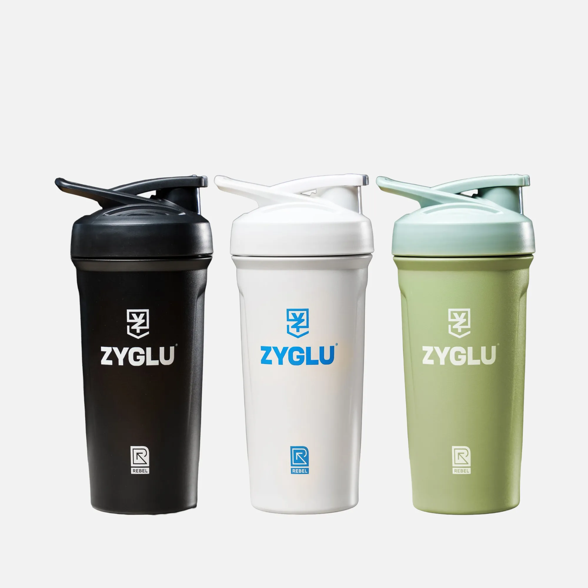 REBEL Zyglu PowerMix Stainless Steel Shaker Bottles