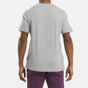 Reebok Men's Vector Stacked Logo T-Shirt Grey and Midnight Plum