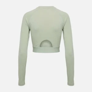 Reebok Women's ID Train Cutout Long Sleeve Cropped T-Shirt Hazy Green