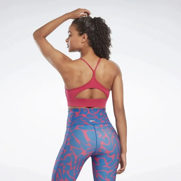 Reebok Women's ID Train Printed Tri-Back Bra Pink
