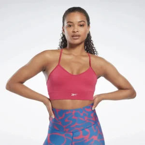 Reebok Women's ID Train Printed Tri-Back Bra Pink